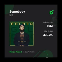 آهنگ "Somebody" به بیش از ۱۰ میلیون استریم در ملون رسید