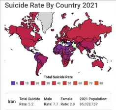 رتبه #خودکشی در #جهان در سال ۲۰۲۱#