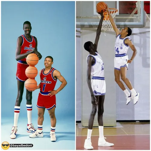 قدبلندترین بازیکن تاریخ NBA مانوت بول سودانی با قدی معادل