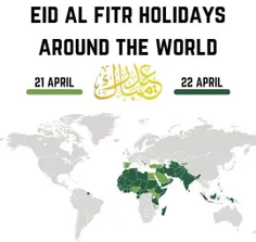 📷 کشورهایی که جمعه و شنبه را عید اعلام کردند. (سبز کم رنگ