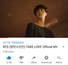 موزیک ویدیو Fake Love سریع ترین ام وی در تاریخ یوتیوب است