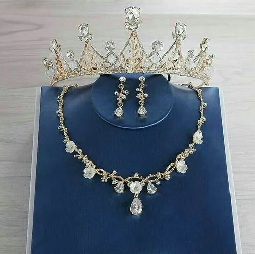 ست جواهرات عروس تاج عروس گردنبند گوشواره