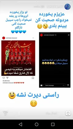 استوری رامین خان همتـی در مورد حرف های بانو میناوند😂 👍