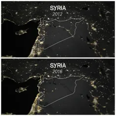 ⭕ ️ مقایسه آسمان شب سوریه در سال ۲۰۱٢ و ۲۰۱۶ 