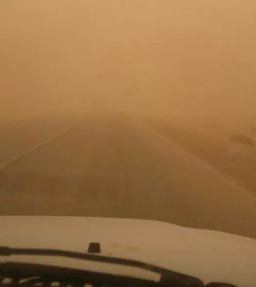 📸 هم اکنون | گرد و خاک شدید در جاده اهواز - خرمشهر