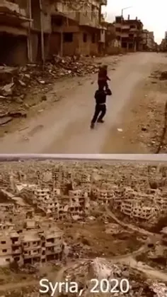 دو تصویر از سوریه ی 2010 و سوریه 2020 را به نمایش گذاشته 
