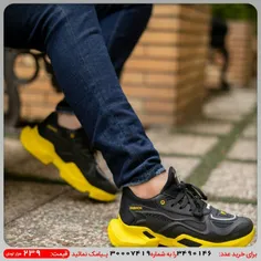 کفش ورزشی زرد مشکی مردانه مدل Y90