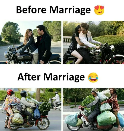 این خیلی حق بود😂 قبل و بعد از ازدواج
