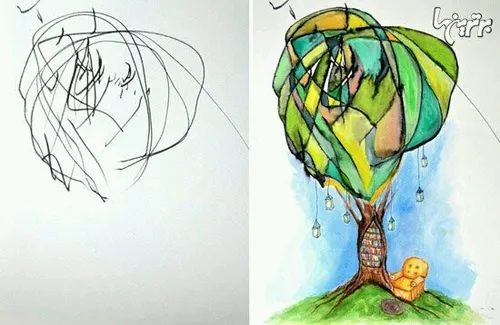 هنرنمایی مادر خلاق با خط خطی های کودکش!