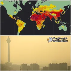 نقشه‌ ی آلودگی هوا و حضور کشور ما در زمره‌ ی سرزمین‌ های 