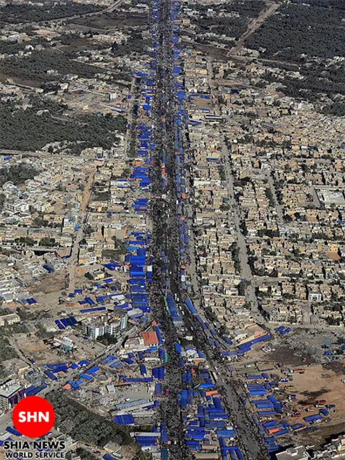 تصویر هوایی از راهپیمایی اربعین حسینی  عراق