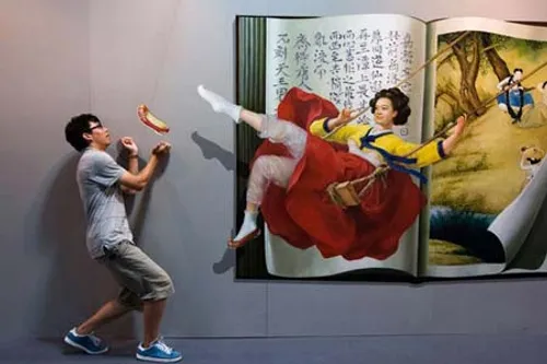 یک نقاشی سه بعدی جالب در نمایشگاهی در هانگژو چین