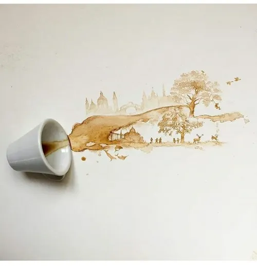 خلاقیت هنر نقاشی خوراکی قهوه