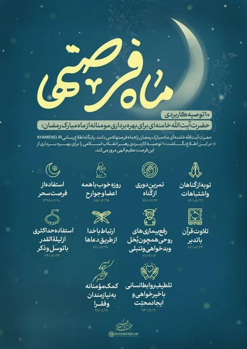 توصیه های رهبری در ماه مبارک رمضان