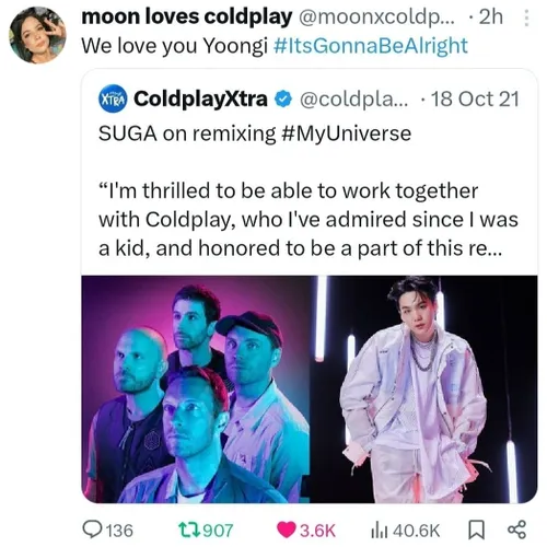 فنای Coldplay دارن از یونگی حمایت می کنن