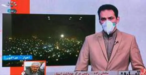 گوینده اخبار خوزستان به نشان اعتراض با ماسک در تلوزیون حا