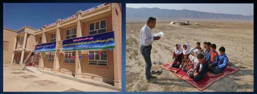 سمت چپ: مدرسه ابتدایی در موصل عراق، هدیه جمهوری اسلامی ای