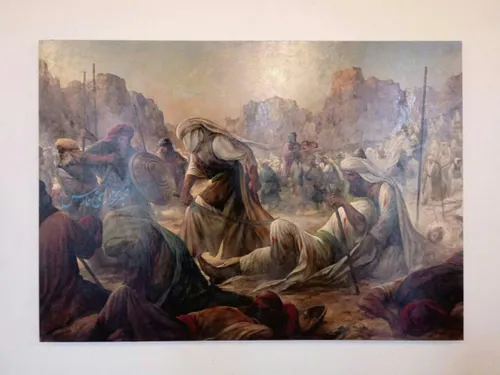 📸 نقاشی حسن روح الامین با موضوع دلاوری حضرت علی(ع) در جنگ