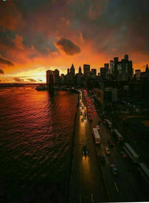 غروب زیبای آفتاب نیویورک