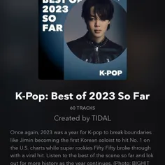 جیمین در کاور "K-Pop: Best of 2023 So Far" تیدال قرار گرف