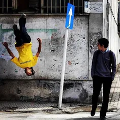 A traceur performing on a sidewalk. #Gorgan, #Golestan, #