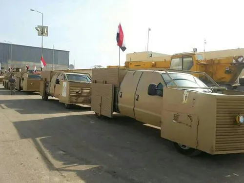 ماشین های زرهی که خود سربازان گردان امام علی (ع) حشدالشعب