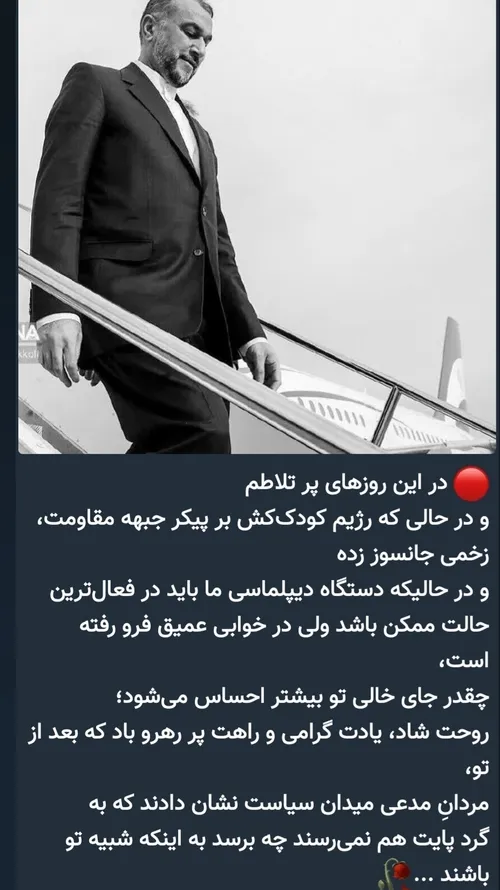 شهید خدمت وزیر سابق امور خارجه آقای امیر عبدالهیان🥀