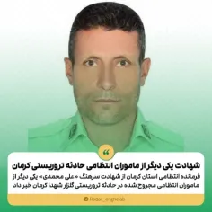 شهادت یکی دیگر از ماموران انتظامی حادثه تروریستی کرمان