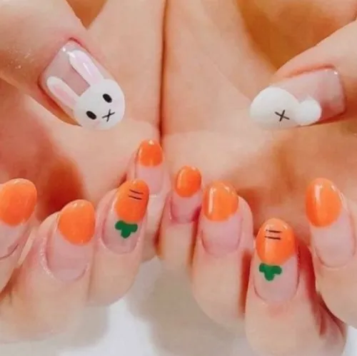 ایده ناخن هویج و خرگوش🥕🥕🐇🐇