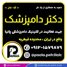 استخدام دامپزشک در کلینیک دامپزشکی پانیا واقع در تهران