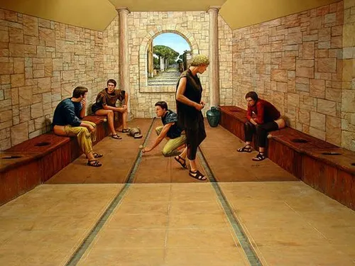 توالت عمومی به معنای واقعی در زمان رومیان باستان...!