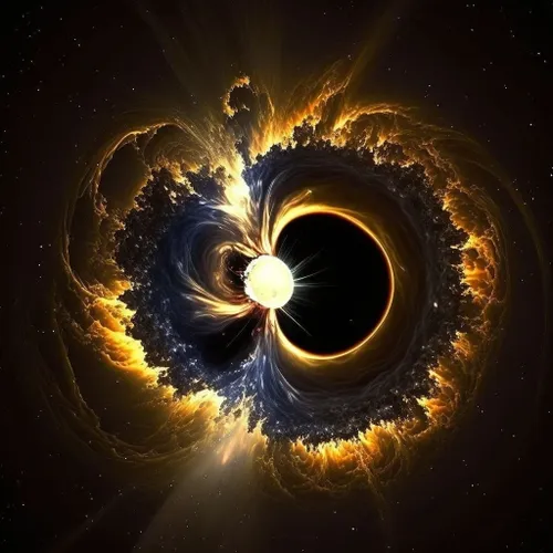 تصویر هوش مصنوعی از بلعیده شدن یک ستاره نوترونی توسط سیاه