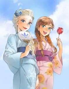 #Queen_elsa #Anna #Yukata #Frozen #Lovely