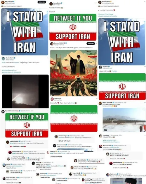حامیان فلسطین و فعالان جهانی در حال حمایت از ایران