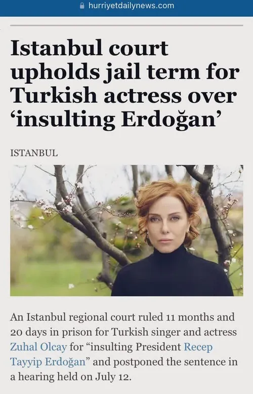 خواننده-بازیگر ترکیه ای بعد از توهین به اردوغان، در دادگا
