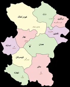 نقشه استان همدان 