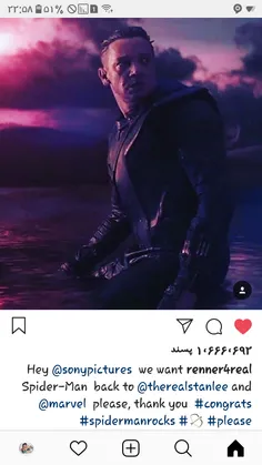 "جرمی رنر" هم در جواب ب خروج اسپایدرمن از MCU پستی رو تو 