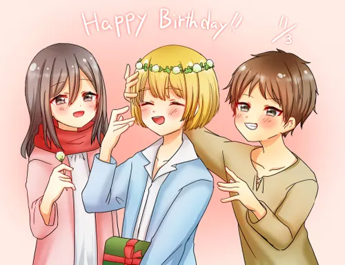 E M A🌊 🍀 🌸 Happy Birthday armin arlert🌊 Eren jaeger🍀 mika