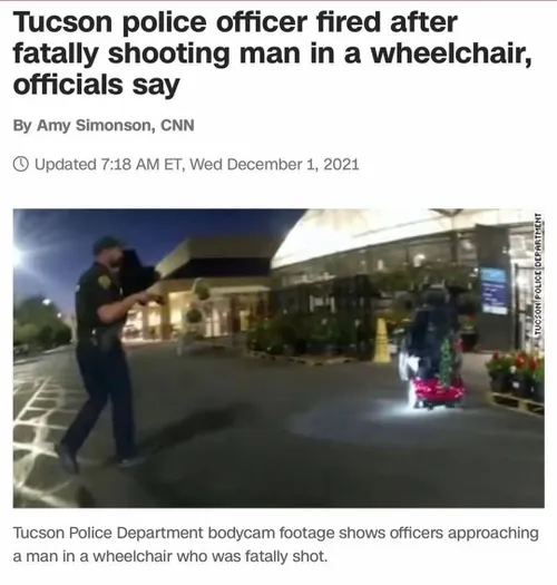 پلیس امریکا، یک پیرمرد روی ویلچر را از پشت با نه گلوله به