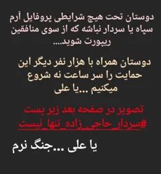 دوستان لطفاتواینسا #سردار_حاجی_زاده_تنها نیست پست کنیدونش