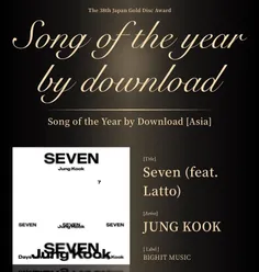 موزیک SEVEN (ft. Latto) جونگکوک موفق به کسب جایزه‌ی 'Song