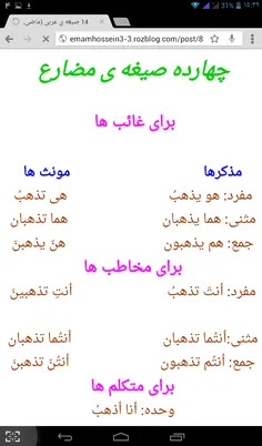 صرف فعل مضارع