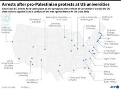 تعداد افراد دستگیرشده در اعتراضات دانشجویی آمریکا از ۲۰۰۰