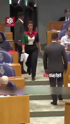 💢 نماینده پارلمان هلند با پوشیدن لباسی به شکل پرچم فلسطین