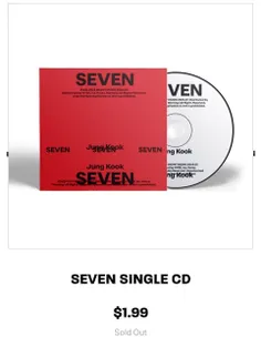 سینگل سی‌دی "SEVEN" از جونگ‌ کوک در BTS US Store سولد اوت