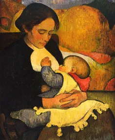 ماری هِنری به دخترش شیر می دهد