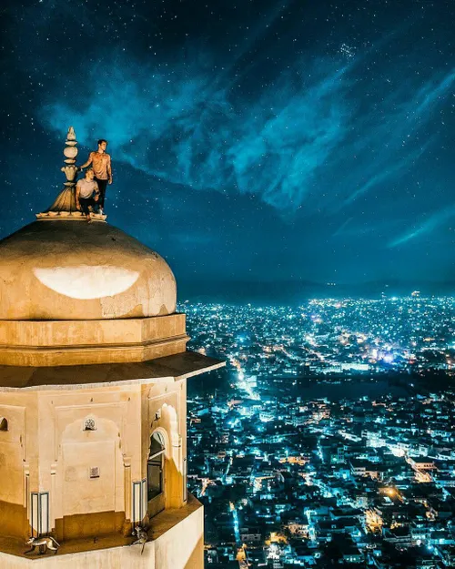 نمای زیبای شهر جیپور بر فراز قلعه