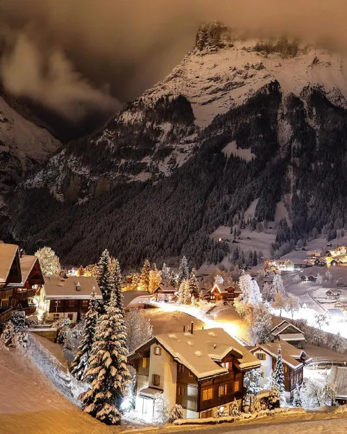 جهانگردی شب های برفی سوئیس عکاسی فردوس برین