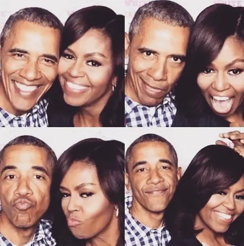 اوباما رئیس جمهور سابق آمریکا و همسرش...