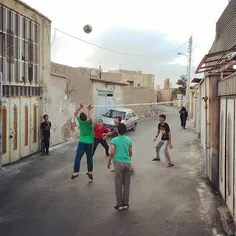 Boys playing volleyball on the street. #Kashan, #Isfahan,